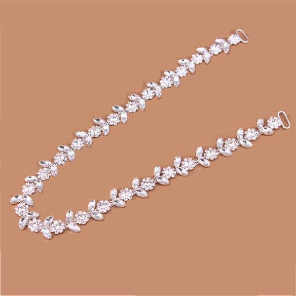 

wedding sashes collection thin leaves rhinestone bridal belt bridesmaid sash crystal headband women dress accessories, White