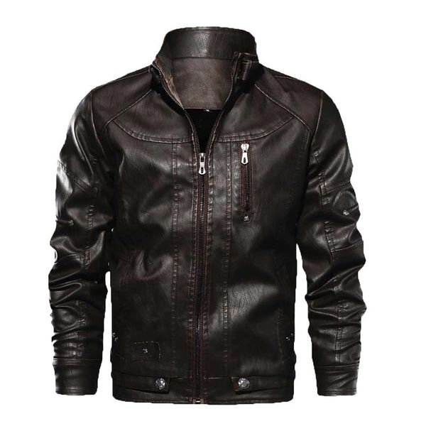 

men's jackets winter autumn warm men motorcycle leather coat 2021 fashion brand streetwear slim biker male faux pu jacket, Black;brown