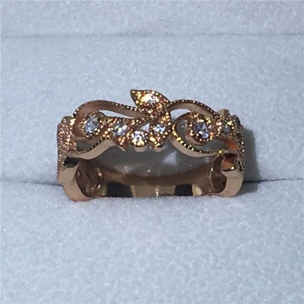 

wedding rings flower jewelry engagement band for women men zircon stone cz rose gold filled female finger, Slivery;golden