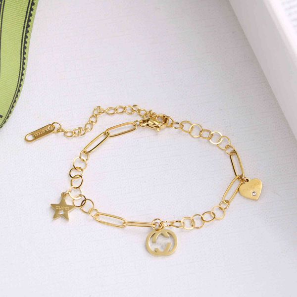 

design jewelry decoration titanium steel ancient double round five pointed star splicing chain bracelet fashion personality niche design, Black