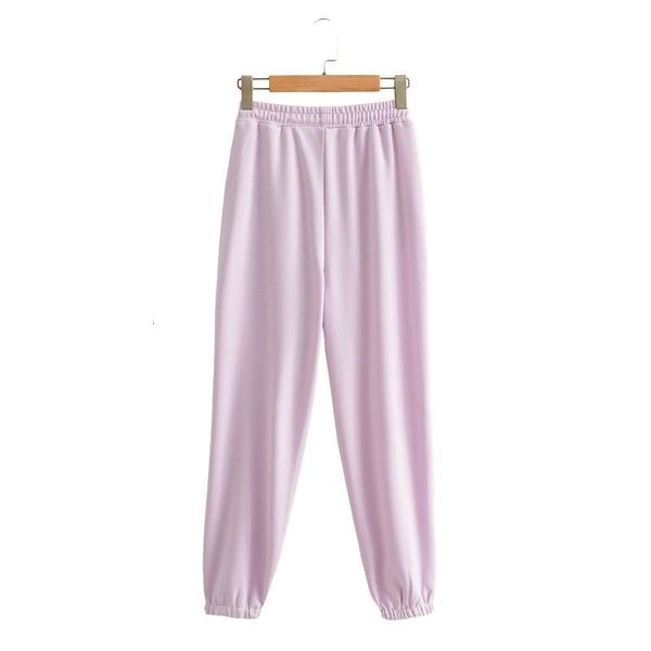 

women's pants & capris fashion cotton comfortable 2021 high waist pockets elastic violet spring autumn casual loose sports shrink feet, Black;white