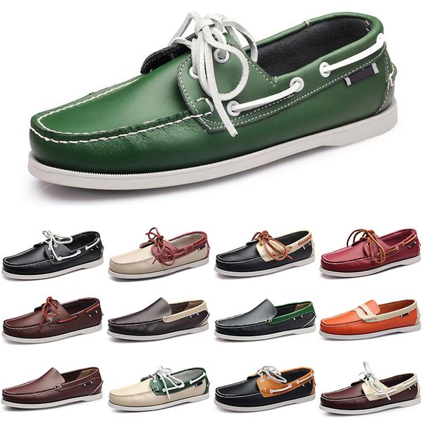 

men casual shoes loafers leather sneakers bottom low cut classic triple green dress shoe mens trainer, Black