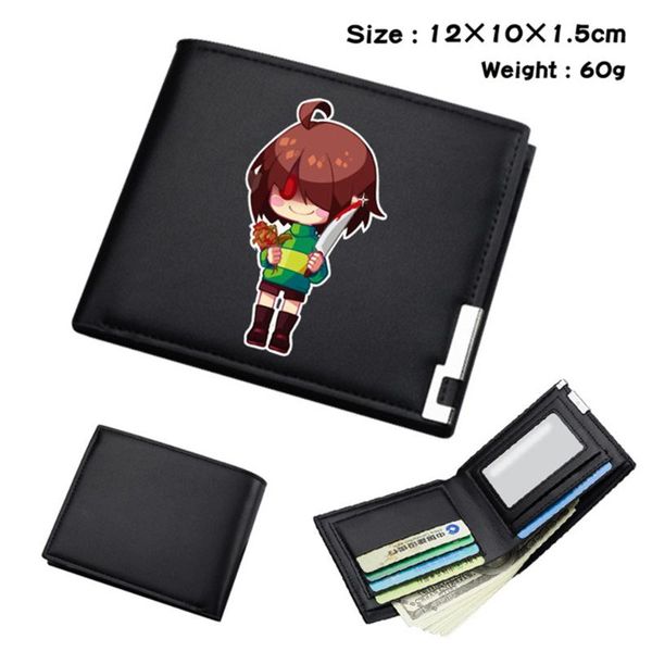

wallets game undertale pu wallet student short bifold black purses otaku po passcard card holder men's women's leather, Red;black