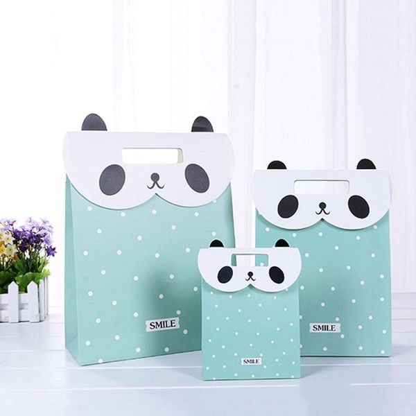 

gift wrap 4pc cute animal cat panda pig dot paper handbags wedding birthday party bags for guests vintage solid handle folding pocket