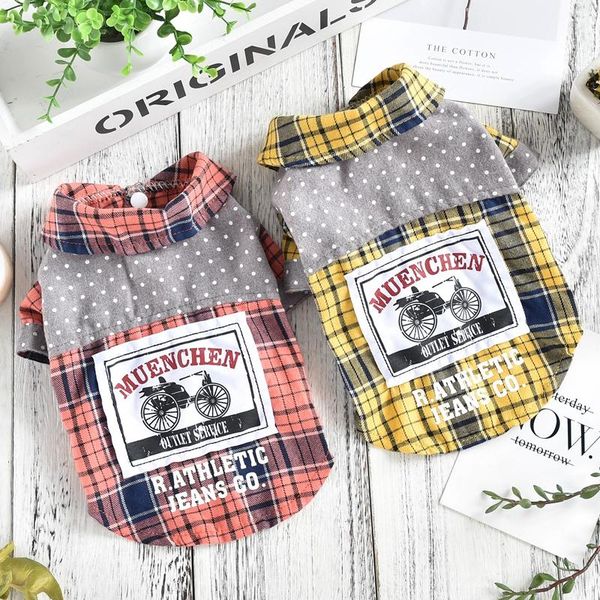 

dots plaid fashion school shirt summer pet clothes dog clothing poodle bichon schnauzer puppy outift cat costumes accessories apparel