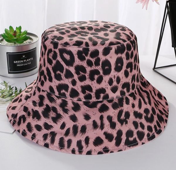 

wide brim hats double-side black leopard bucket for women harajuku hat fishing outdoor sunscreen, Blue;gray