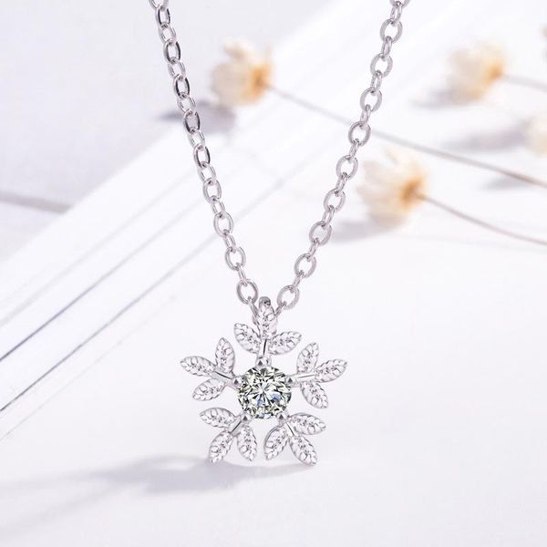 

chains 2021 arrival silver fashion jewelry snow crystal necklace for women