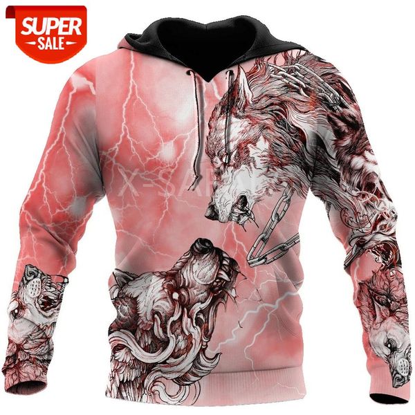 

tattoo red wolf animal 3d all print size xs-7xl hoodie man women harajuku outwear zipper pullover sweatshirt casual #u79x, Black