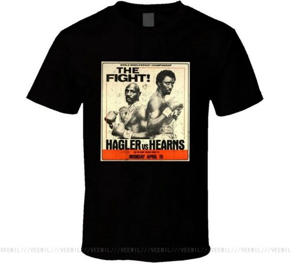 

men's t-shirts hearns vs marvin hagler the fight vintange look poster boxing fan t plus size tee shirt, White;black