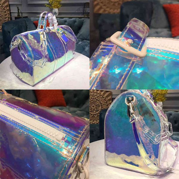 

50cm travel bag, dazzling color, blue, red, large size design, with rainbow tone, very bright.