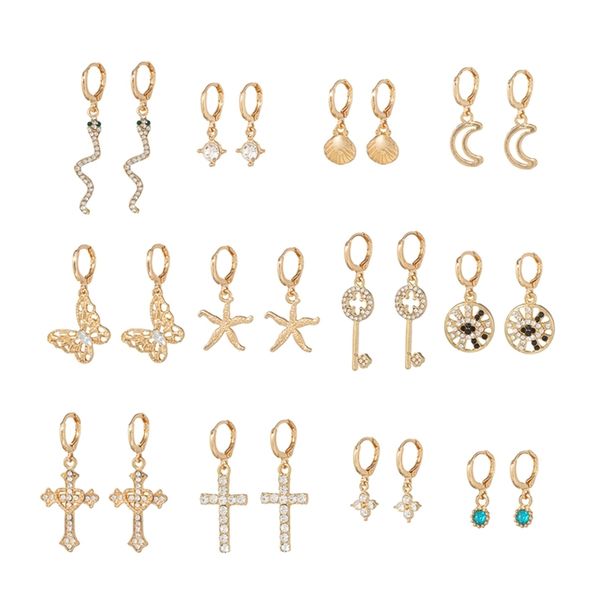 

fashion popular multi piece alloy plating set earrings, Black
