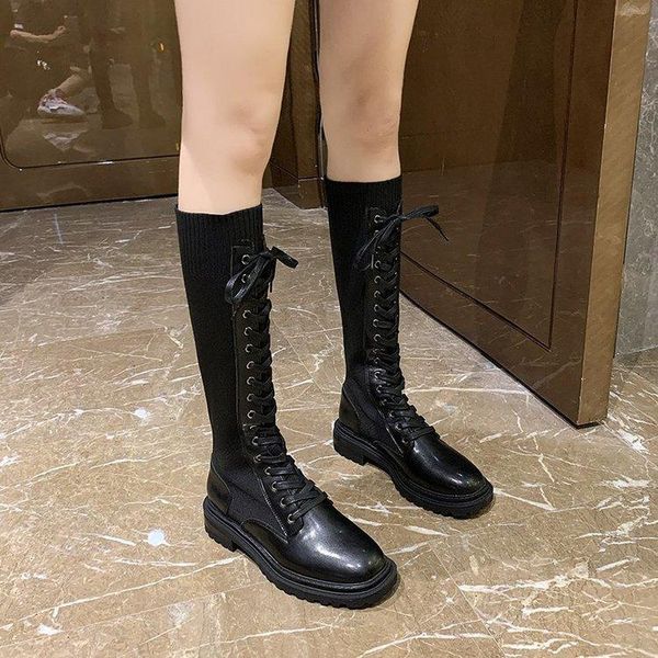 

boots female british wind 2021 spring and autumn single trend snow show thin thick sole heighten short, Black