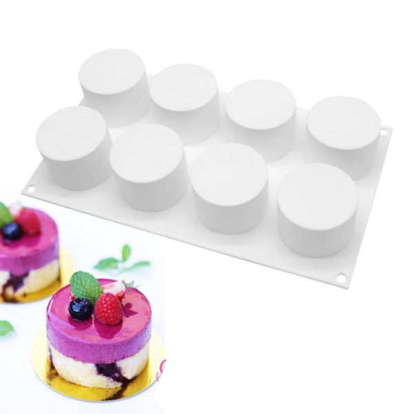 

baking moulds silicone mousse cake molds 3d bakeware diy mould, 8 holes cylinder