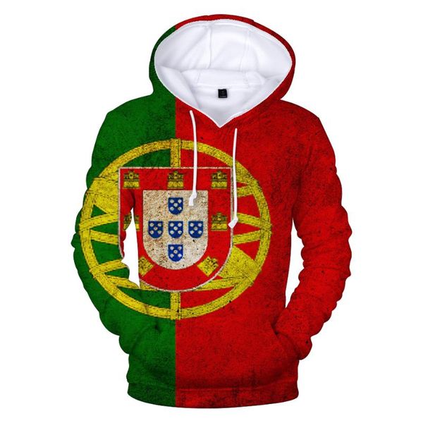 

men's hoodies & sweatshirts portugal national flag 3d men/women funny harajuku print casual, Black