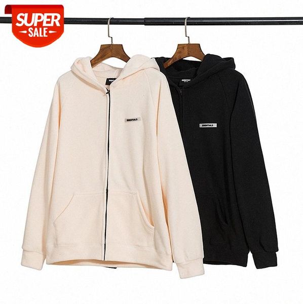 

brand fog eentials fleece zipper sweater jacket men and women loose #nb7a, Black