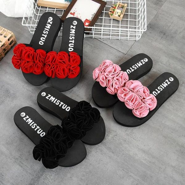 

slippers sagace shoes woman 2021 women flower summer sandals slipper indoor outdoor flip-flops beach thick-bottomed flip-flopsmay11, Black