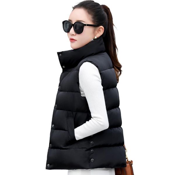 

women's vests 2021 autumn winter cotton vest women ladies casual waistcoat female sleeveless long jacket slim fit warm simple coat, Black;white