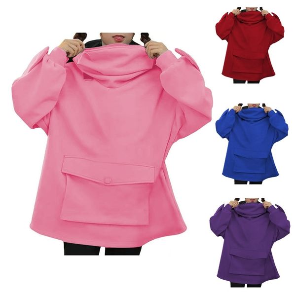 

2021 new chic plush sweater women's mid length design super cute frog hooded lazy wind jacket, Black
