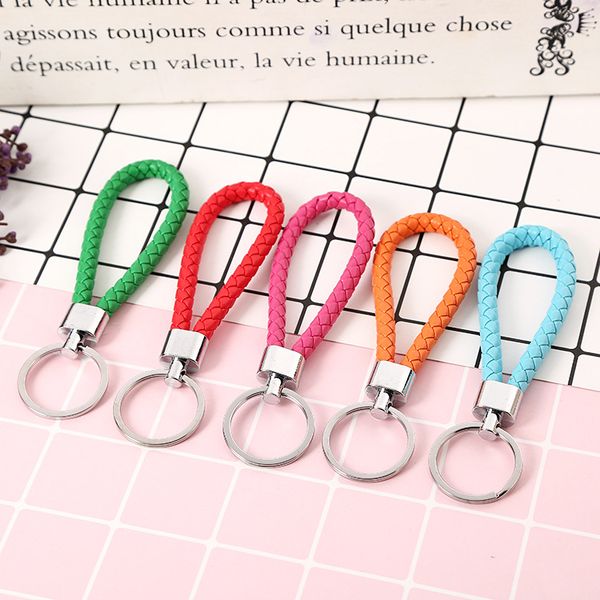 

wholesale creative woven leather rope key chains car bag pendant key chain, Silver