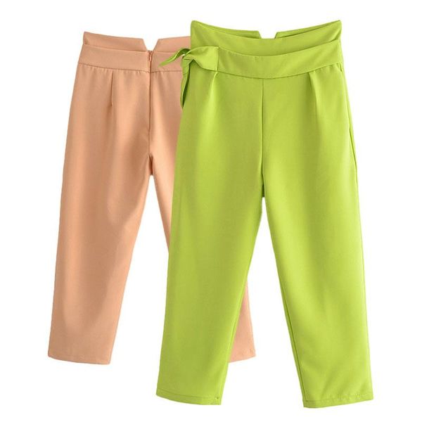 

women's pants & capris onebling za woman 2022 summer autumn thin zipper back tie side high waist casual career spodnies harem, Black;white
