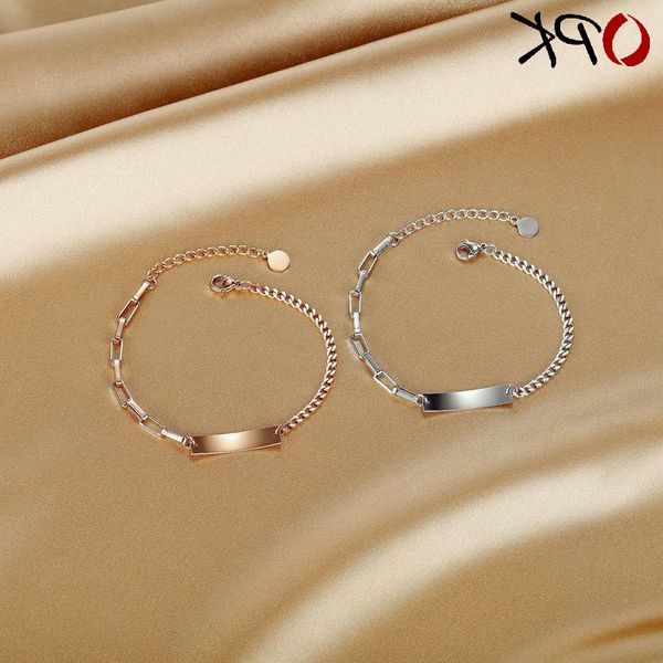 

2020 new fashion simple smooth titanium steel bracelet for female, Golden;silver