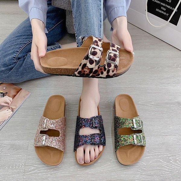 

slippers shoes woman 2021 female big size low beach fabric bling basic hoof heels rubber slides pu, Black