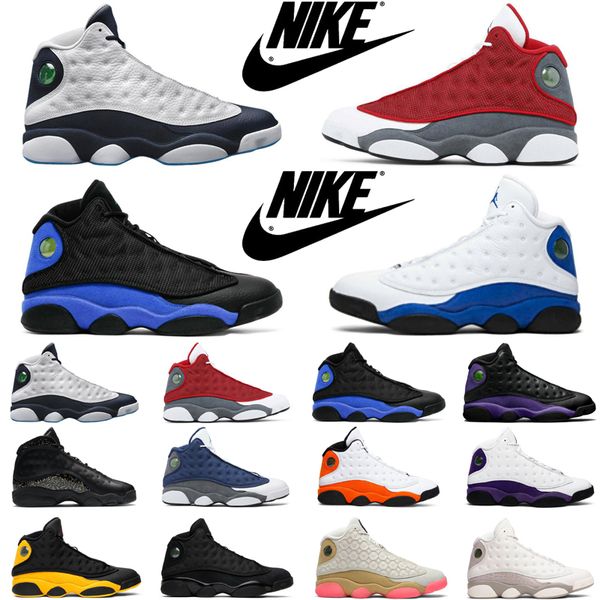 

nike air jordan retro 13 13s fashion men basketball shoes obsidian red flint hyper royal gold glitter black cat court purple mens trainers s