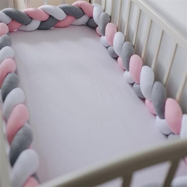 1M/2M//4M Protetor de Berço Conjunto de Cama Infantil para Bebê Menino Menina Trança Nó Travesseiro Almofada Decoração do Quarto 211025