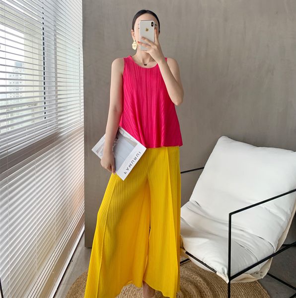 

dresses miyake fashion fine fold straight long wide leg pants, White