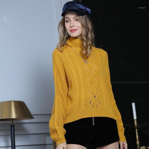 

women's sweaters 2021 winter wear style fashion sweet high-neck bottom pullover sweater solid color cable long-sleeved y043, White;black