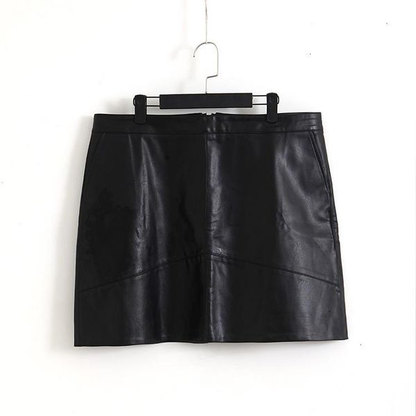 

skirts plus size women faux leather rok pu mini a -line basic for 4 -season, Black