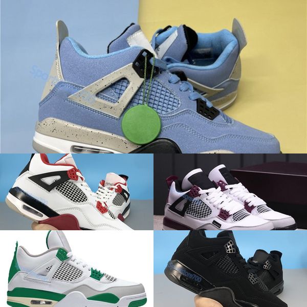 

2021 men basketball shoes 4 4s fire red black cat cement university blue pine green metallic purple se neon cactus jack mens sports