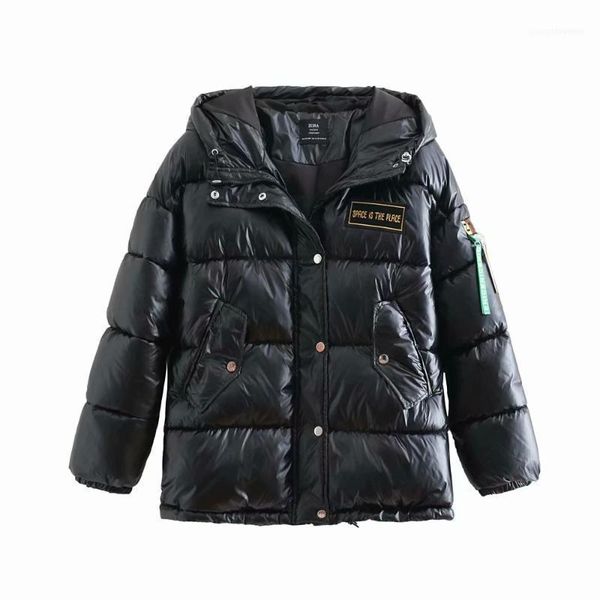 

zatrf2021 winter women's bright face thickened warm cotton padded jacket plastic effect 63182231, Black
