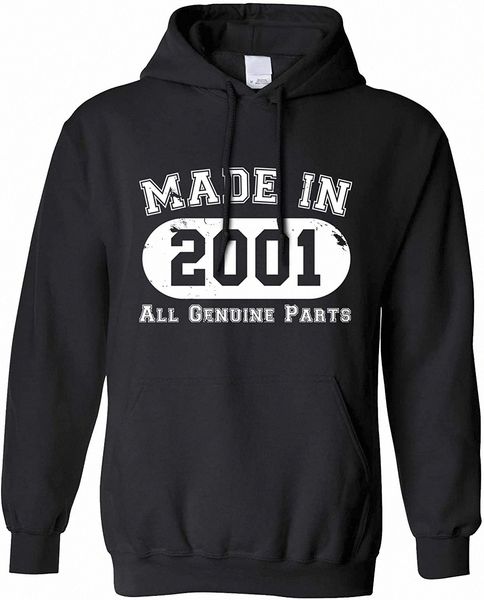 

men's hoodies sweatshirts hoodie made in 2001 - all genuine parts f82r#, Black