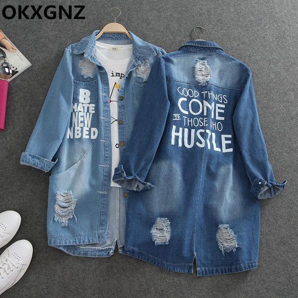 

women's jackets plus size 9xl ladies denim women spring turn down collar hole long sleeve casual jacket jeans coat outerwear, Black;brown