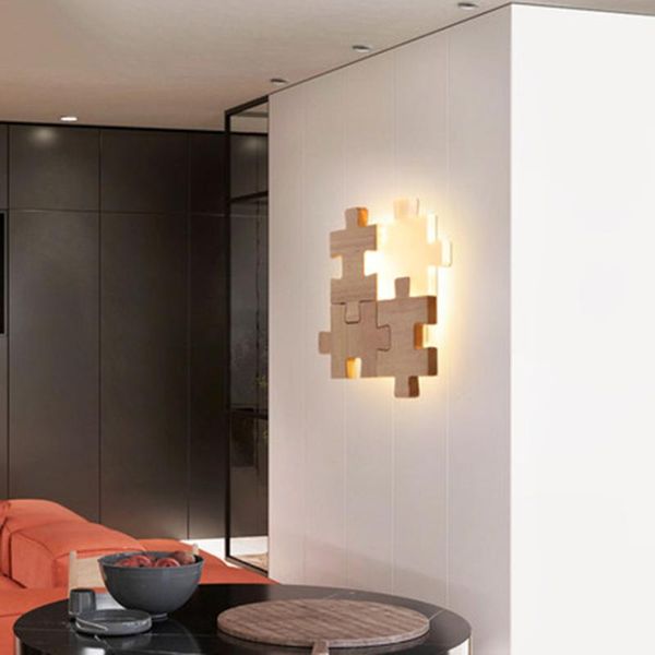 

wall lamp modern led acrylic lights lighting solid wood creative splice bathroom luminaires living room aisle bedroom