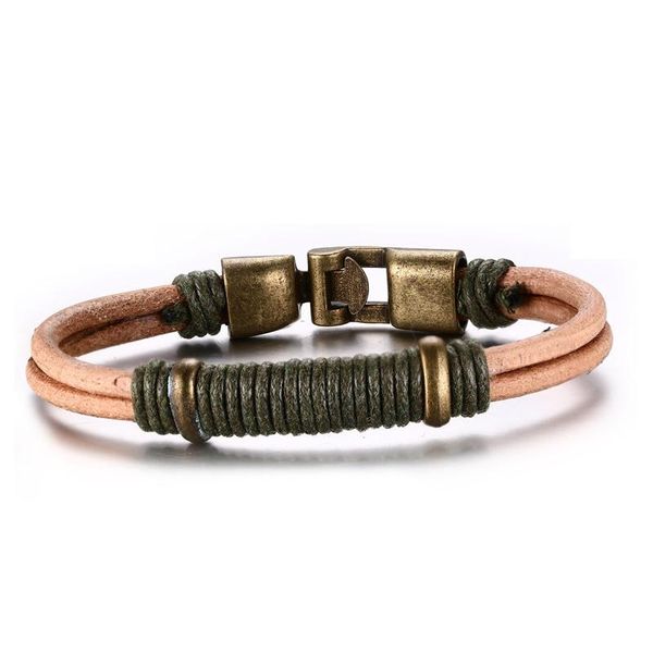 

bangle 2021 fashion european and american style alloy buckle suitable for men's woven rope double-layer personalized bracelet, Black