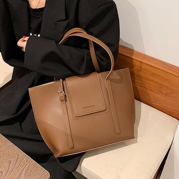 

evening bags ladies big bag solid color shoulder female texture commuter retro casual