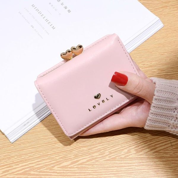 

wallets 2021 ladies wallet cute short card slot multifunctional zero student small coin purse, Red;black