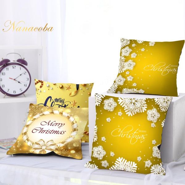 

cushion/decorative pillow nanacoba golden christmas cushion cover home decor year party decoration pillowcase for living room sofa 45x45