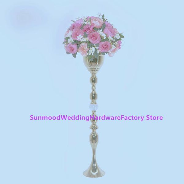 

party decoration flower vase gold column stand metal road lead wedding centerpiece rack for event yuson0019