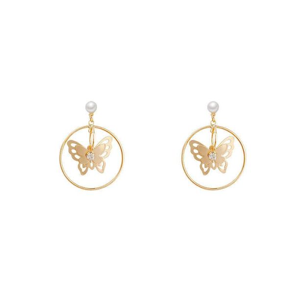 

dangle & chandelier personalized circle butterfly 2021 trendy low price earrings for women luxurious bridal wedding, Silver