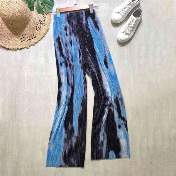 Summer European American Women Pantaloni a gamba larga Tie-dye Splashed Mop Floor Casual Loose Fashion Long Free 210527