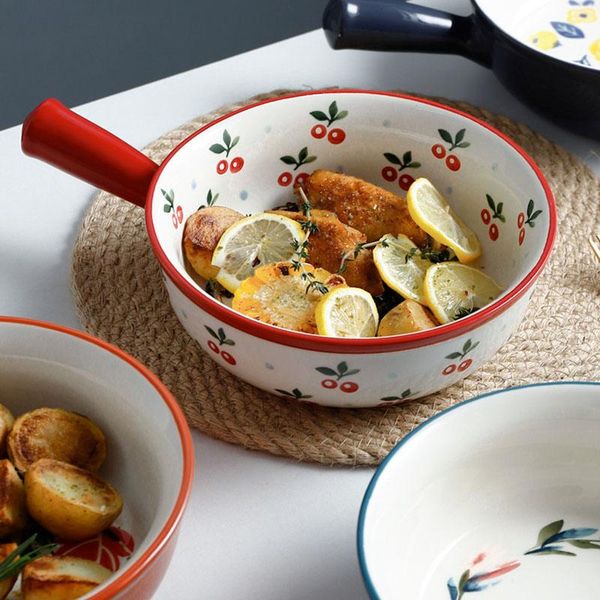 

950ml round ceramic salad bowl for baking breakfast tableware fruit vegetables milk cereal dinner kitchen dinnerware dishware bowls