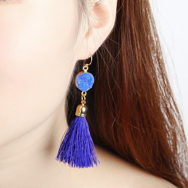 

fashion tassel earrings for women vintage ethnic drop dangle boho drusy earrings party eardrop accessories, Silver