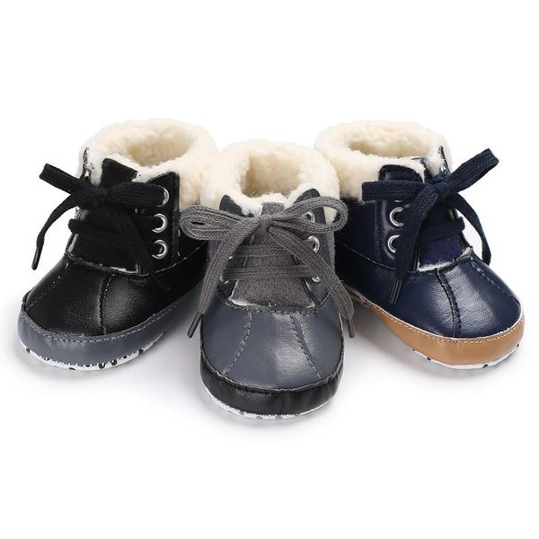 First Walkers Winterstiefel für Jungen, geborene Babys und Mädchen, warme PU-Leder-Fleece-Snowfield-Schnürstiefel