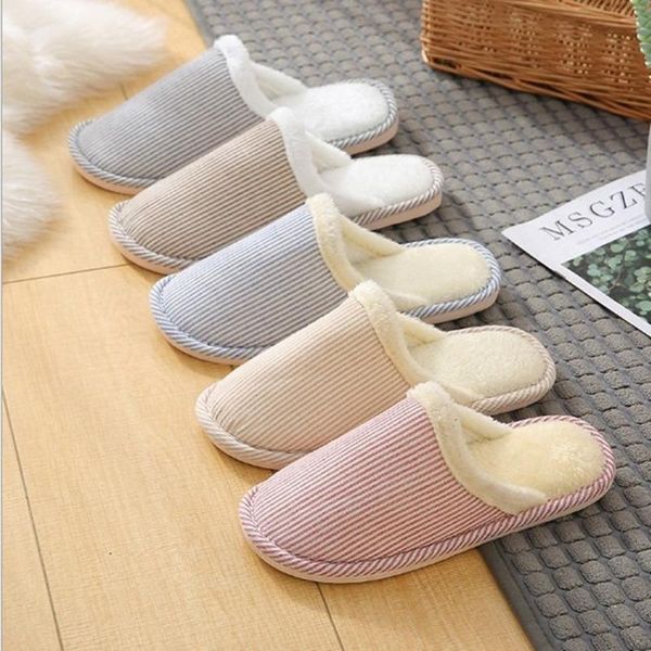 

slippers men and women cotton thick-soled warm home indoor shoes lovers fashion non-slip drag autumn winter, Black