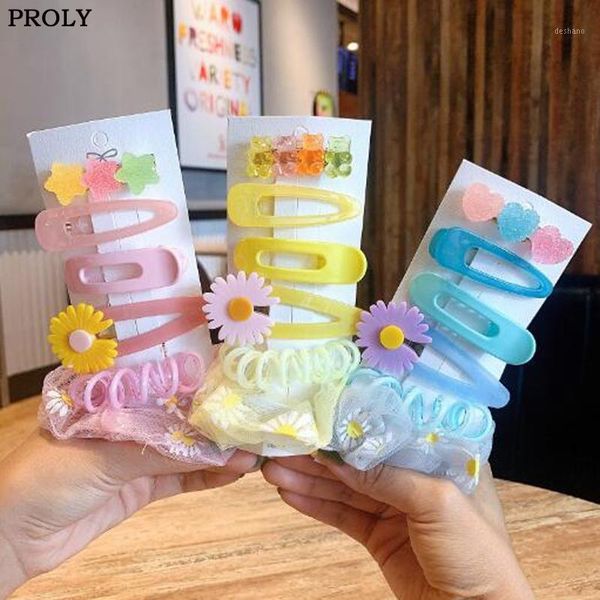 

6/pcs/set women hairpins set girls hair clips flower love barrettes colorful rope ring accessories1