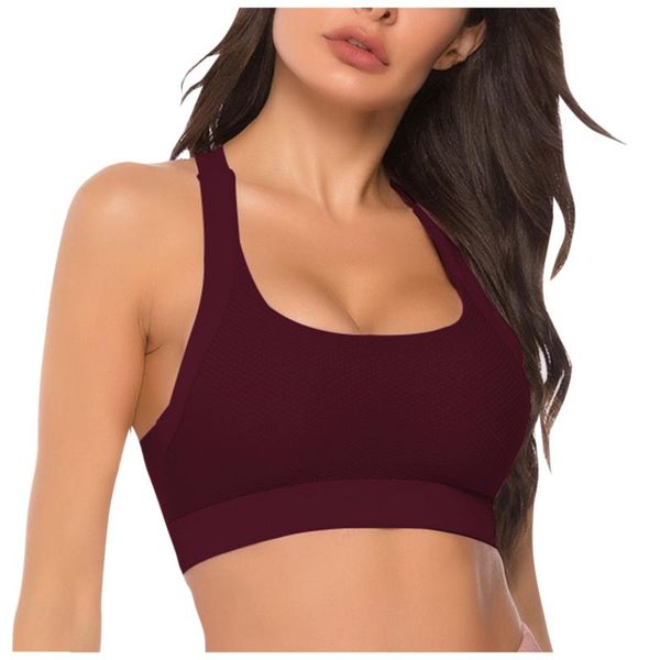 

bras women's sport bra cross back no steel ring outdoor indoor running vest brassiere grande taille summer sling tanks, Red;black