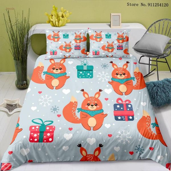 

bedding sets christmas gift set for kids baby cartoon forest animals duvet cover 2/3 piece bedspread pillowcase home textiles